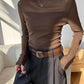 Women's Sparkle Mesh Sheer Long Sleeve Ruched Top