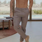 Men's Classic Solid Color Dress Pants with Pockets