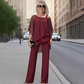 Women’s Irregular Chiffon Tops ＆ Wide-Leg Pants 2-Piece Set