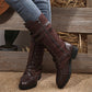 Women's Vintage Combat Boots with Laces and Buckle