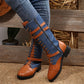 Women's Vintage Combat Boots with Laces and Buckle