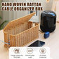 Hand Woven Rattan Cable Organizer Box with Lid