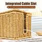 Hand Woven Rattan Cable Organizer Box with Lid