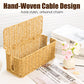 Hand Woven Rattan Cable Organizer Box with Lid