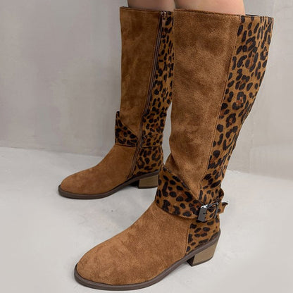 Women's Leopard Print Riding Boots
