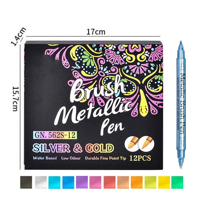 Vibrant Colors Metallic Marker Pens Set