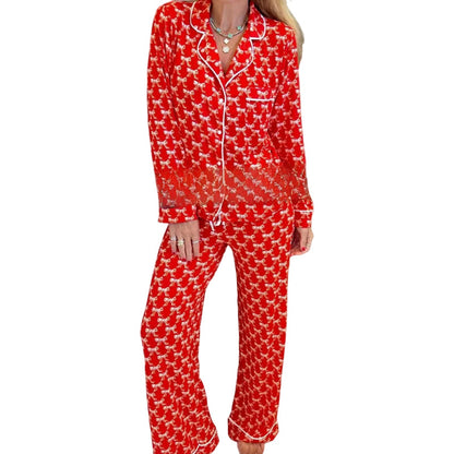 🔥Christmas Specials-Women’s Heart-Printed Button-Down Long-Sleeve Pajama Sets