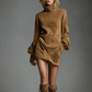 Women’s High-Neck Long-Sleeved Casual Pocket Dress