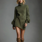 Women’s High-Neck Long-Sleeved Casual Pocket Dress