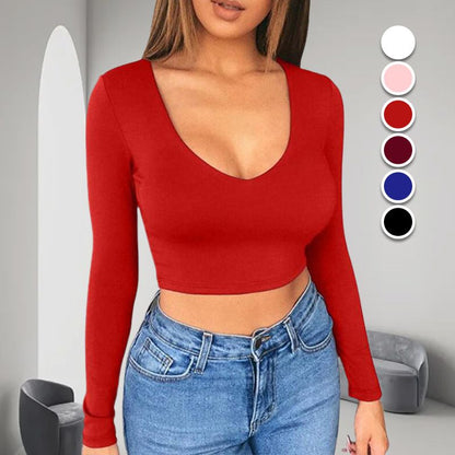 🔥✨ Womens round Neckline Sexy Long Sleeve top