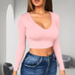 🔥✨ Womens round Neckline Sexy Long Sleeve top