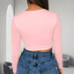 🔥✨ Womens round Neckline Sexy Long Sleeve top