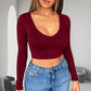 🔥✨ Womens round Neckline Sexy Long Sleeve top