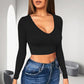 🔥✨ Womens round Neckline Sexy Long Sleeve top