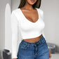 🔥✨ Womens round Neckline Sexy Long Sleeve top