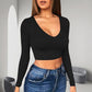 🔥✨ Womens round Neckline Sexy Long Sleeve top