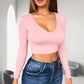 🔥✨ Womens round Neckline Sexy Long Sleeve top
