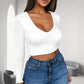 🔥✨ Womens round Neckline Sexy Long Sleeve top