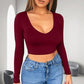 🔥✨ Womens round Neckline Sexy Long Sleeve top