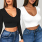 🔥✨ Womens round Neckline Sexy Long Sleeve top