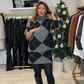 Women's Diamond Pattern Knit Sweater & Skirt 2-Piece Set