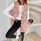 Women's Warm Fuzzy Long Button-Up Collar Vest