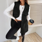 Women's Warm Fuzzy Long Button-Up Collar Vest
