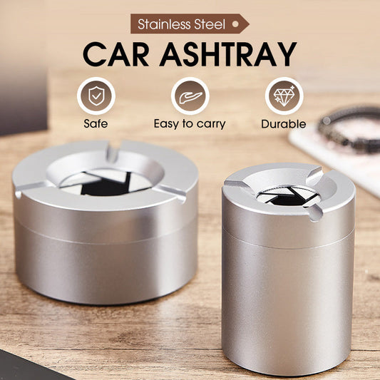 ✨✨360° Stainless Steel Twist-Lock Ashtray - Now on Sale🚬🚬 Odor-Proof & With Cigarette Holder for Car & Home