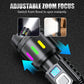 💎 Multifunctional Zoom LED Flashlight with Power Display – 500m Range, USB-C & 4 Lighting Modes