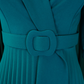 Elegant V-Neck Pleated Dress with Belt