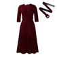 Elegant V-Neck Pleated Dress with Belt