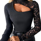 ⏳Time-Limited Special⏰Women's Asymmetrical Cutout Lace Sleeve Top