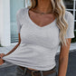 Slim Fit Basic V-Neck Tee for Women