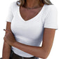 Slim Fit Basic V-Neck Tee for Women