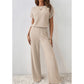 Women's Ribbed Knit Top & Wide-Leg Pants Set