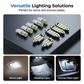 🚗20-Piece LED Car Lighting Kit: Includes roof lights, T10 parking lights, dual-tip reading lights, license plate lights, and interior lights