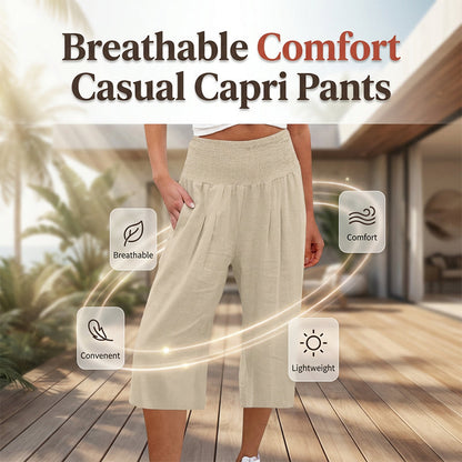 🌸 Relaxed Fit Cropped Pants with Elastic Waist – Skin-Friendly Blend & Versatile 12-Color Choice