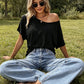 🌊 Women's Casual Off-Shoulder Short Sleeve T-Shirt – Soft & breathable – Flirty neckline, relaxed fit – perfect for summer days or beach cover-ups 👚