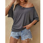 🌊 Women's Casual Off-Shoulder Short Sleeve T-Shirt – Soft & breathable – Flirty neckline, relaxed fit – perfect for summer days or beach cover-ups 👚
