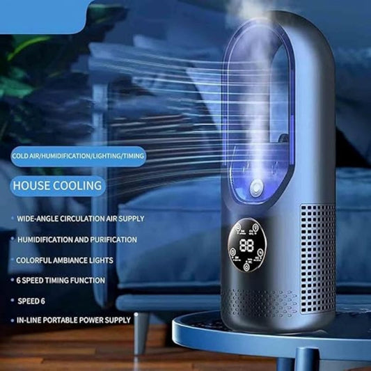 6-Speed Bladeless Electric Fan with Light