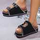 ⏳Time-Limited Special⏰Double Buckle Cork Slide Sandals – Sparkling, Comfy & Effortlessly Chic – Perfect for Summer & Beach ✨