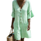 Women's Summer V-Neck Jumpsuit with Bell Sleeves