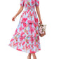🔥Summer Hot Sale 50% OFF💃Women's Floral Square Neck Puff Short Sleeve Smocked Tiered Dress