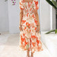 🔥Summer Hot Sale 50% OFF💃Women's Floral Square Neck Puff Short Sleeve Smocked Tiered Dress