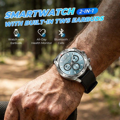2-in-1 Smartwatch with Built-in TWS Earbuds