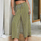 Women's Striped Wide-Leg Drawstring Pants