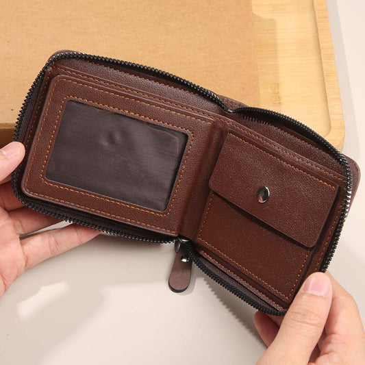 👛 LIMITED-TIME 50% OFF! ✨ Men's PU Leather Wallet – Zip-Around, 4 Colors, 11.5x9.5cm 🤵