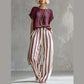 🌿 Effortless Weekend Style – Women's Casual Solid Top & Striped Wide-Leg Pants You’ll Adore👖👚
