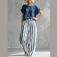 🌿 Effortless Weekend Style – Women's Casual Solid Top & Striped Wide-Leg Pants You’ll Adore👖👚