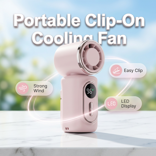 🏖️Exclusive 50% OFF | Portable Clip-On Cooling Fan | Hands-Free Personal Neck Fan with LED Battery Display & Adjustable Airflow | High-Velocity Mini Fan for Travel & Outdoors